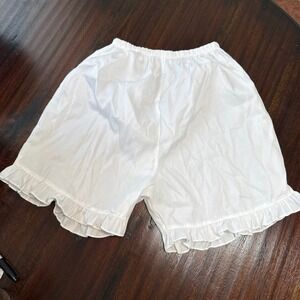Vintage Prairie Cottage Ruffle Hem Bloomers Shorts Women Medium White